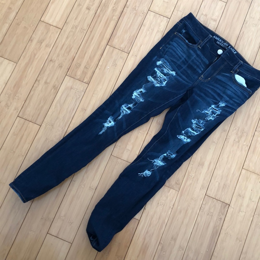 Dark wash ripped jeans